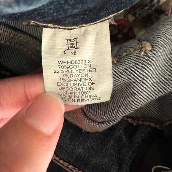 Ed Hardy Y2K Wide Leg Embroidered Logo Jeans 28 - Picture 4 of 7